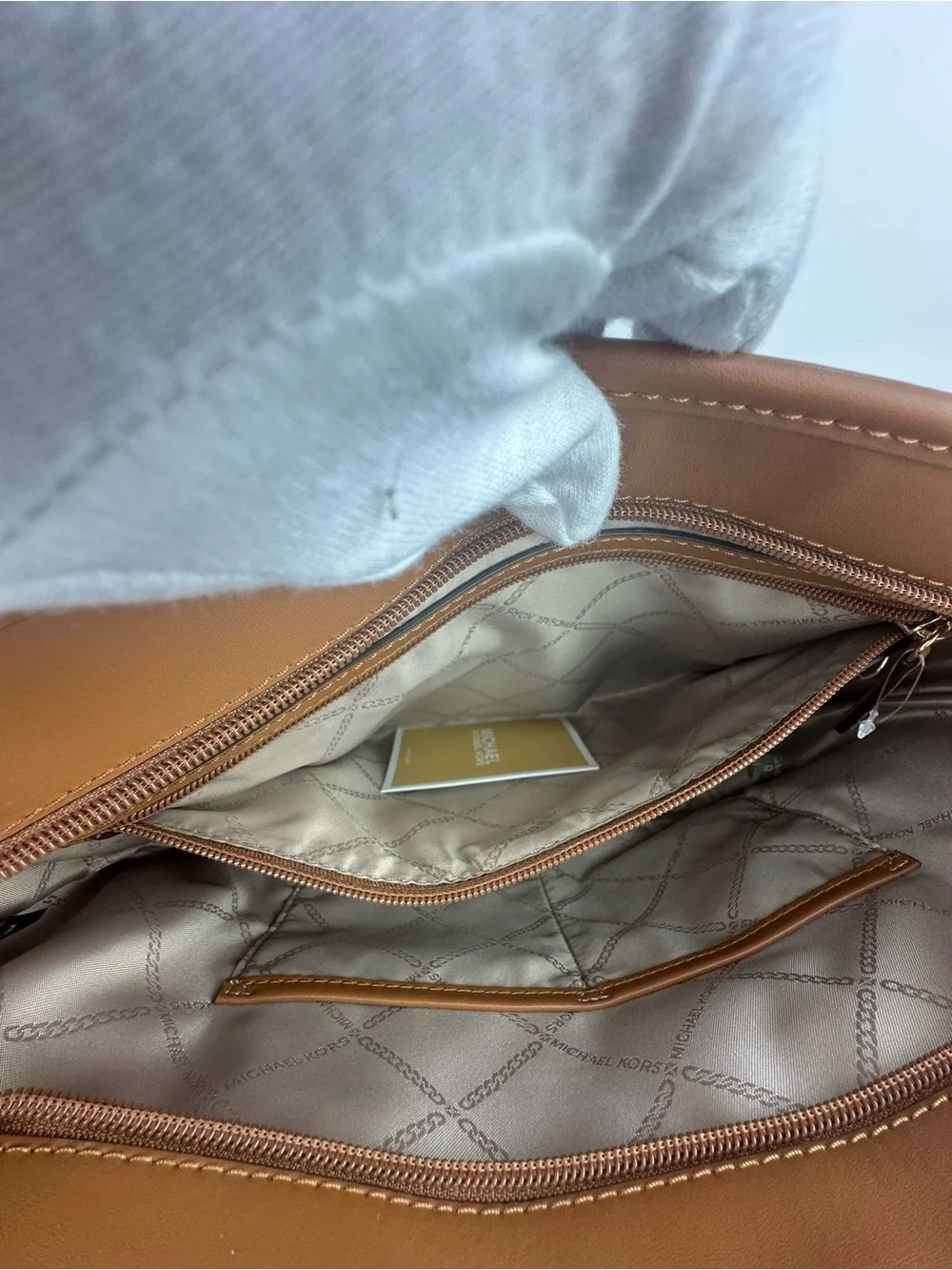 Michael Kors Eva Medium MK Logo Top Zip Tote –Brown
